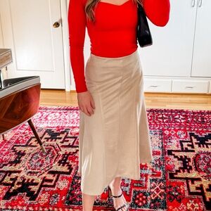 NWOT Elegant Beige Faux Suede Skirt Sz Sm